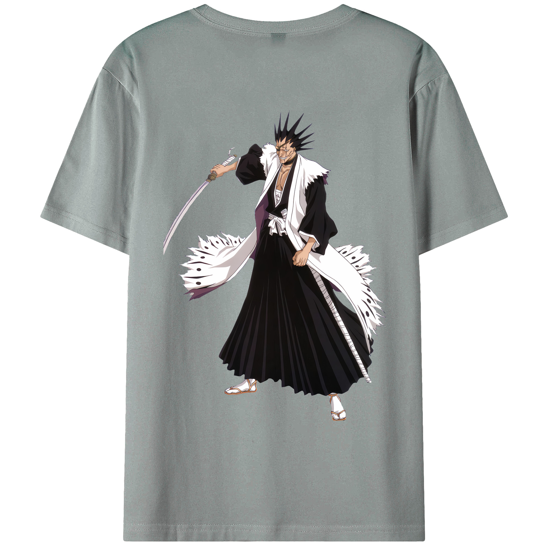 （画像用） ブリーチ ざらき けんぱち BLEACH Zaraki Kenpachi 綿100％ メンズ半袖Tシャツ（バックプリント） 通気性